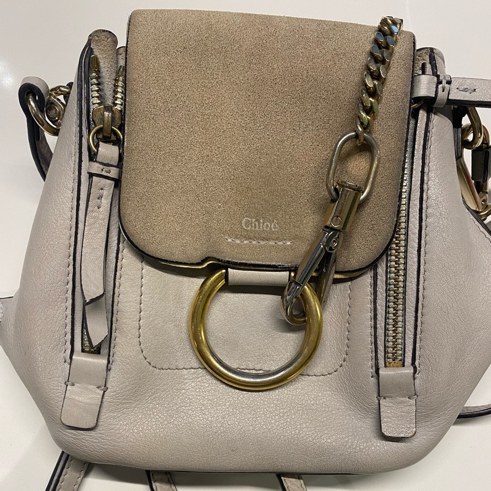 chloè light blue backpack
